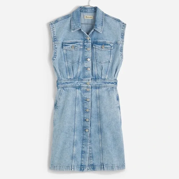 Madewell NWOT Denim Cap-Sleeve Shirtdress in Aquino Wash Size 8 - Picture 6 of 10